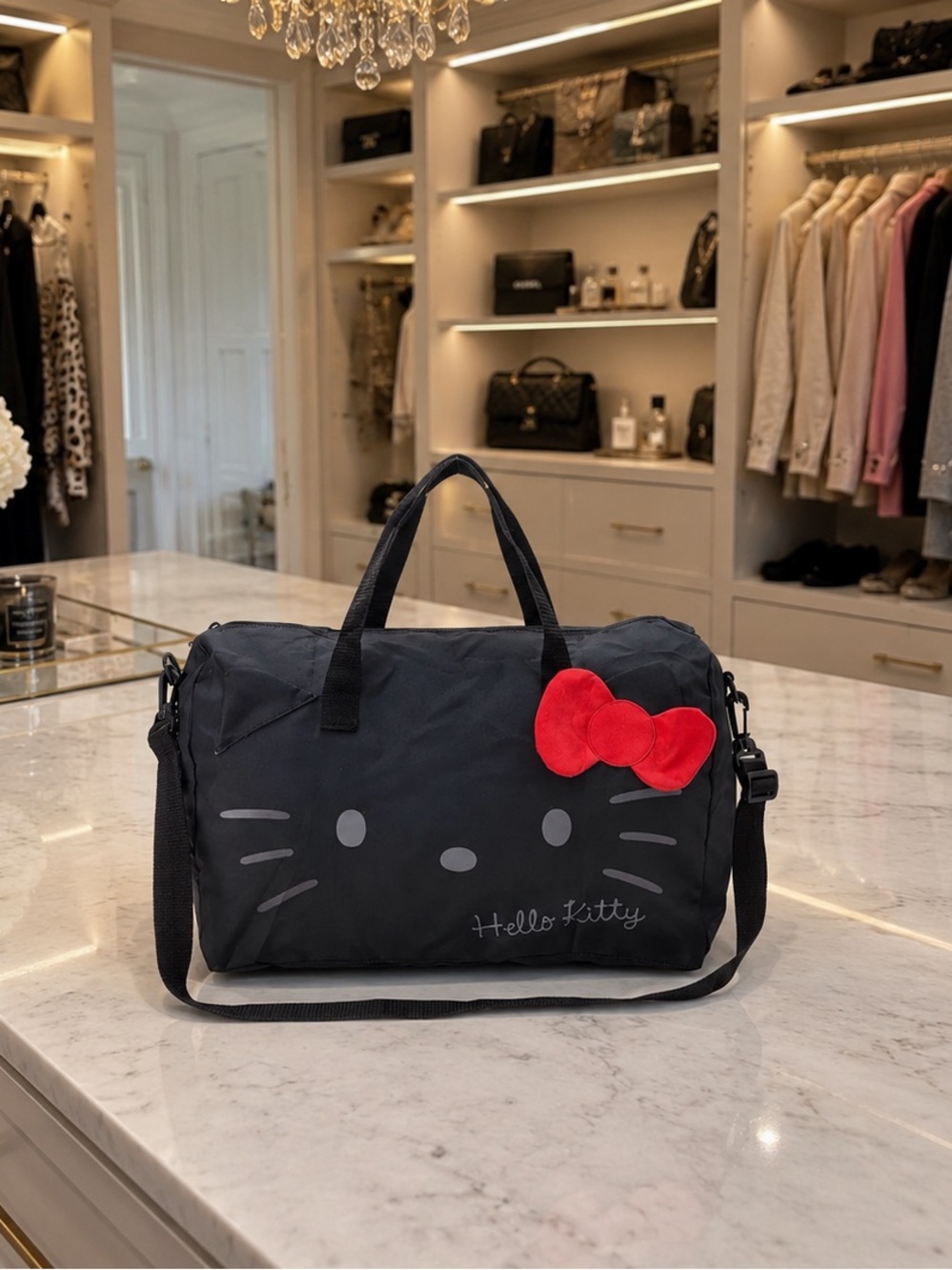 Big Hello Kitty duffel bag with adjustable strap.NWT